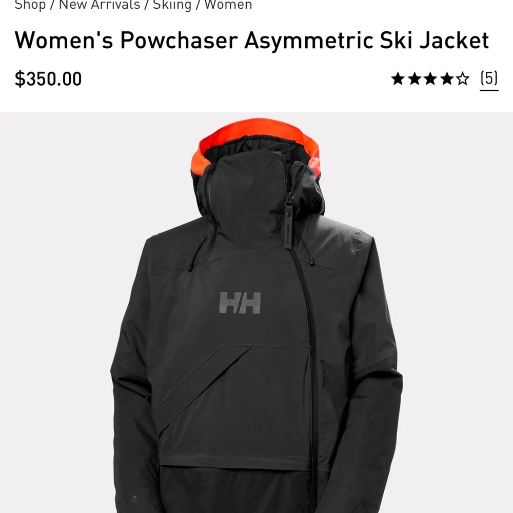 Helly Hansen Women's Black Powchaser Asymmetric Ski Jacket